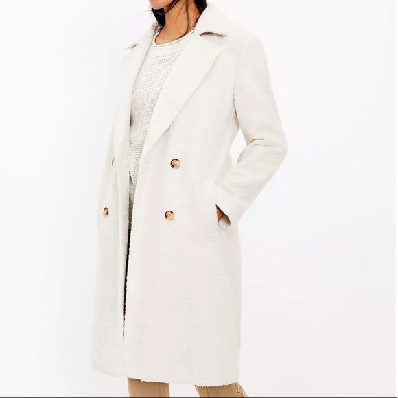 LOFT Jackets & Blazers - LOFT Off White Softened Double Breasted Coat